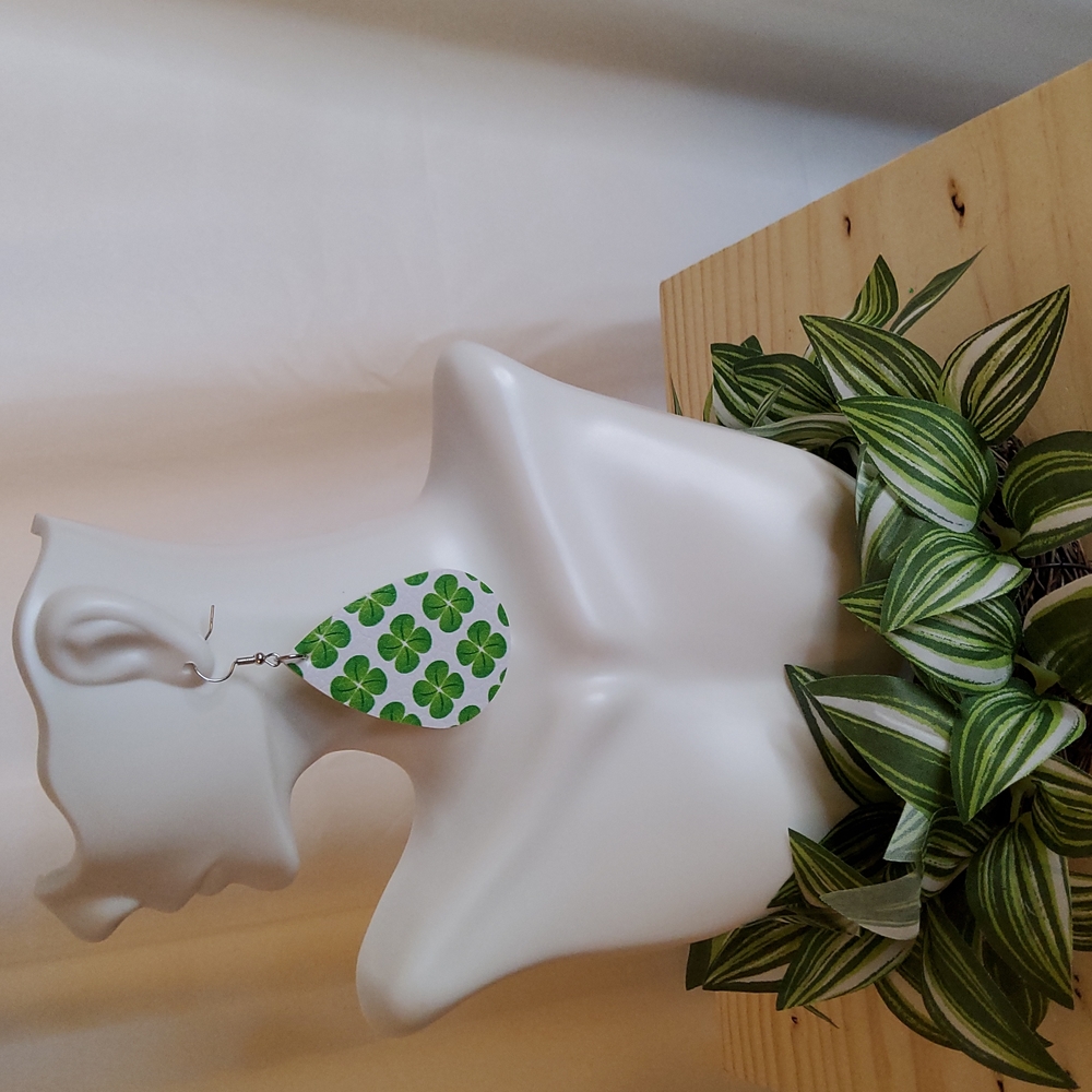 Green & White Earrings